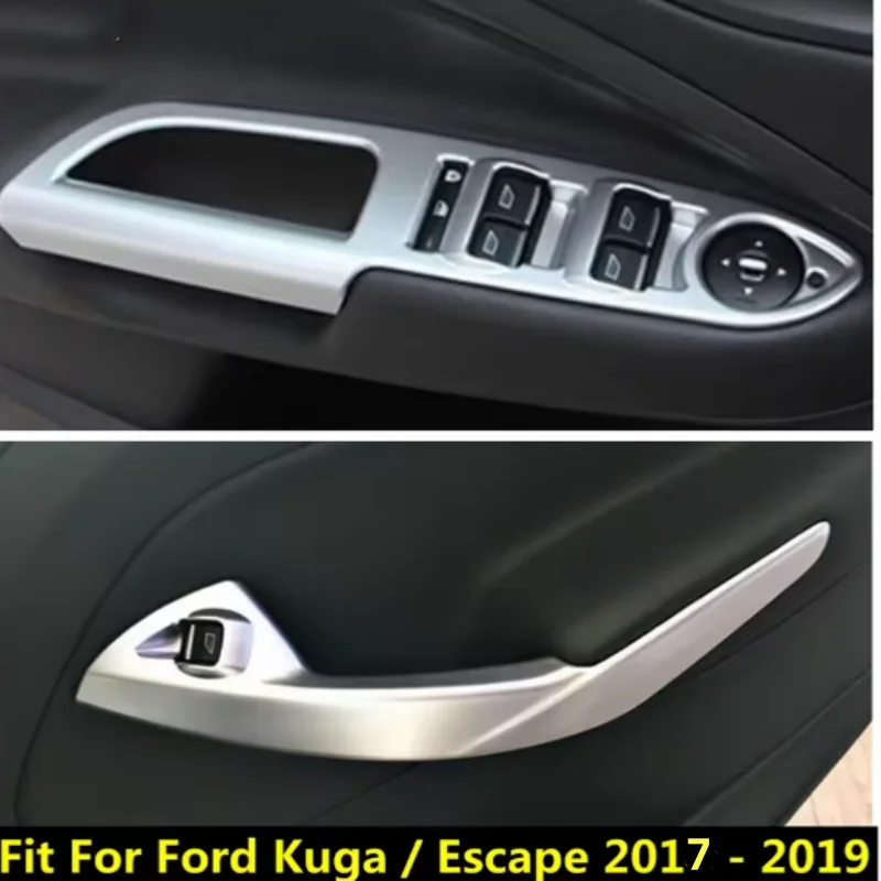

LHD For Ford Escape Kuga 2017-2019 ABS Inner Door Handle Armrest Window Lift Switch Panel Cover 4Pcs Left hand Driving
