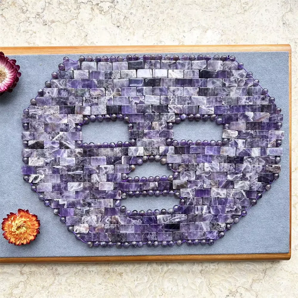 Crystal Face Mask, Healing Amethyst/Rose Quartz/Green Aventurine Facial Mask, Stone Coverings Personal Care Gift for Women