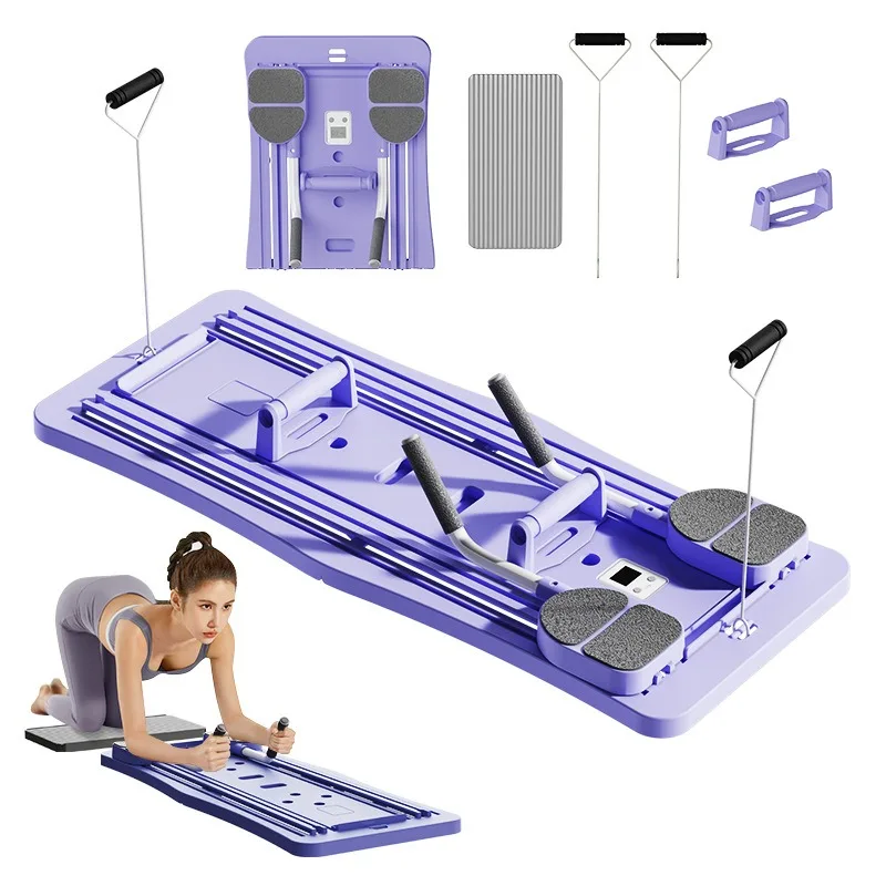 Multifunctional Abdominal Roller Board with Smart Timer Soft Elbow Pads for Home Exercise Workout