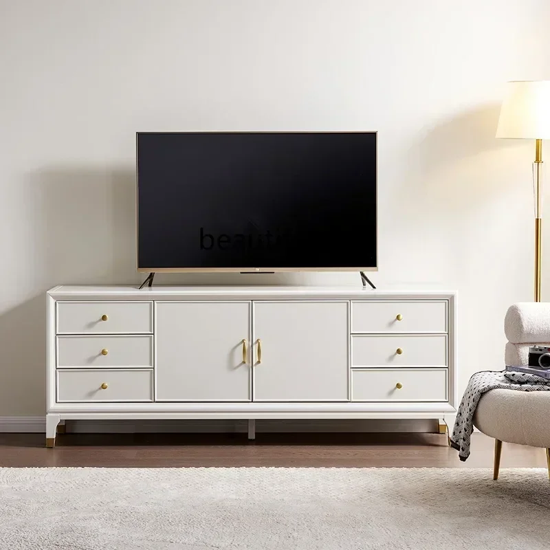 NEW American light luxury solid wood TV cabinet, high living room household white coffee table TV cabinet, small apartment