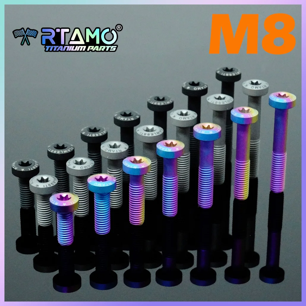 RTAMO Gr5 Titanium Bolt M8x20/25/30/35/40/45/50mm Matte Screw Sandblasted Bolt Modified Screw for Bike Motorcycle