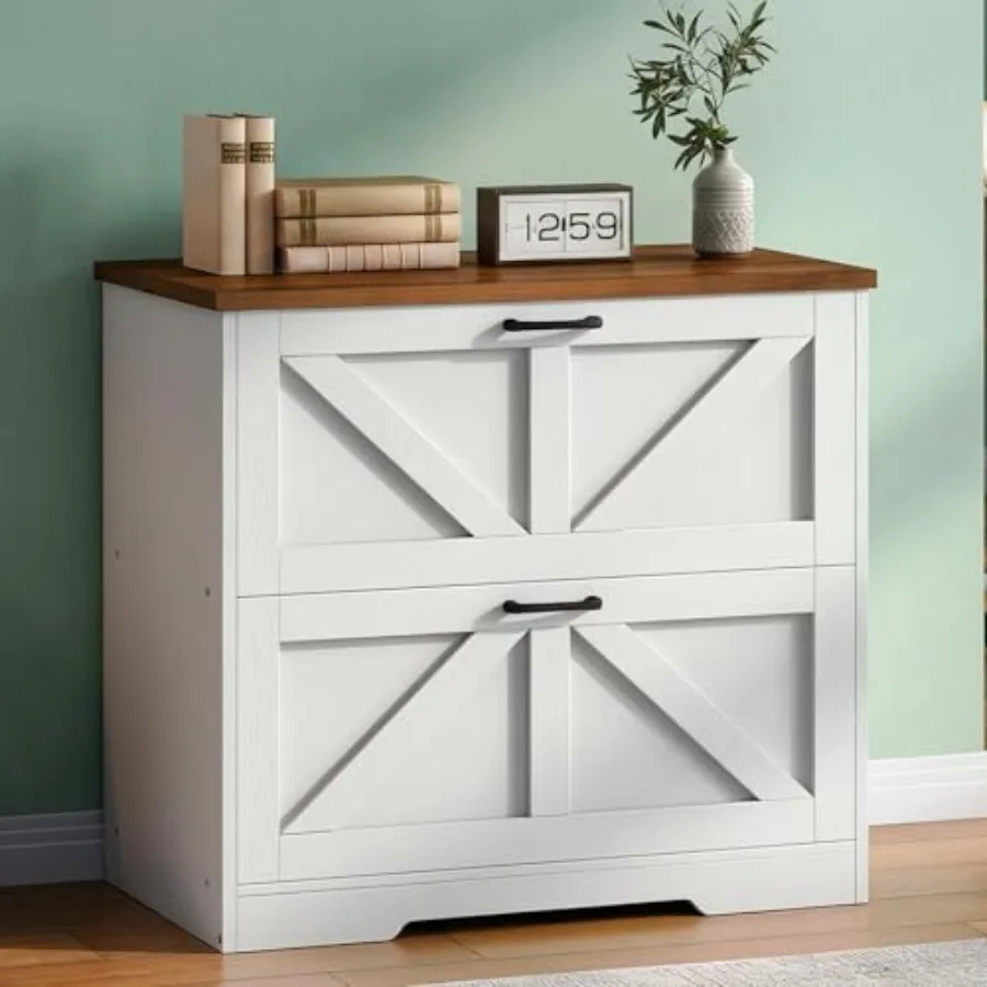 2 Drawer File Cabinet, Farmhouse Lateral Filing Cabinet for Letter/A4/Legal Size, Large Wooden Office Storage Cabinet, Printer