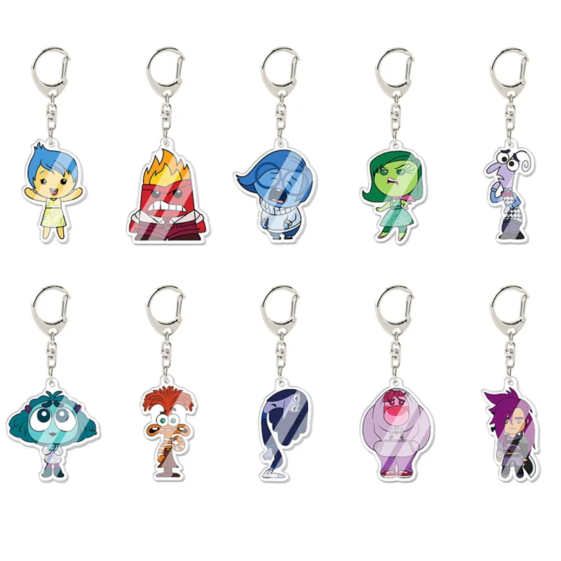 Inside Out 2 Cartoon Double Sided Pattern Key Chain Head Team Hanging Ornaments Brain Teasers Key Chain Gift