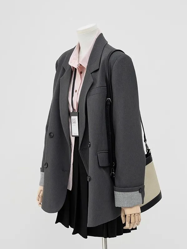 بليزرات طويلة امرأة ربع توالت منصات الكتف القمم المرأة خمر الألوان الصغيرة ملابس خارجية منقوشة الدعاوى طباعة منصة واحدة