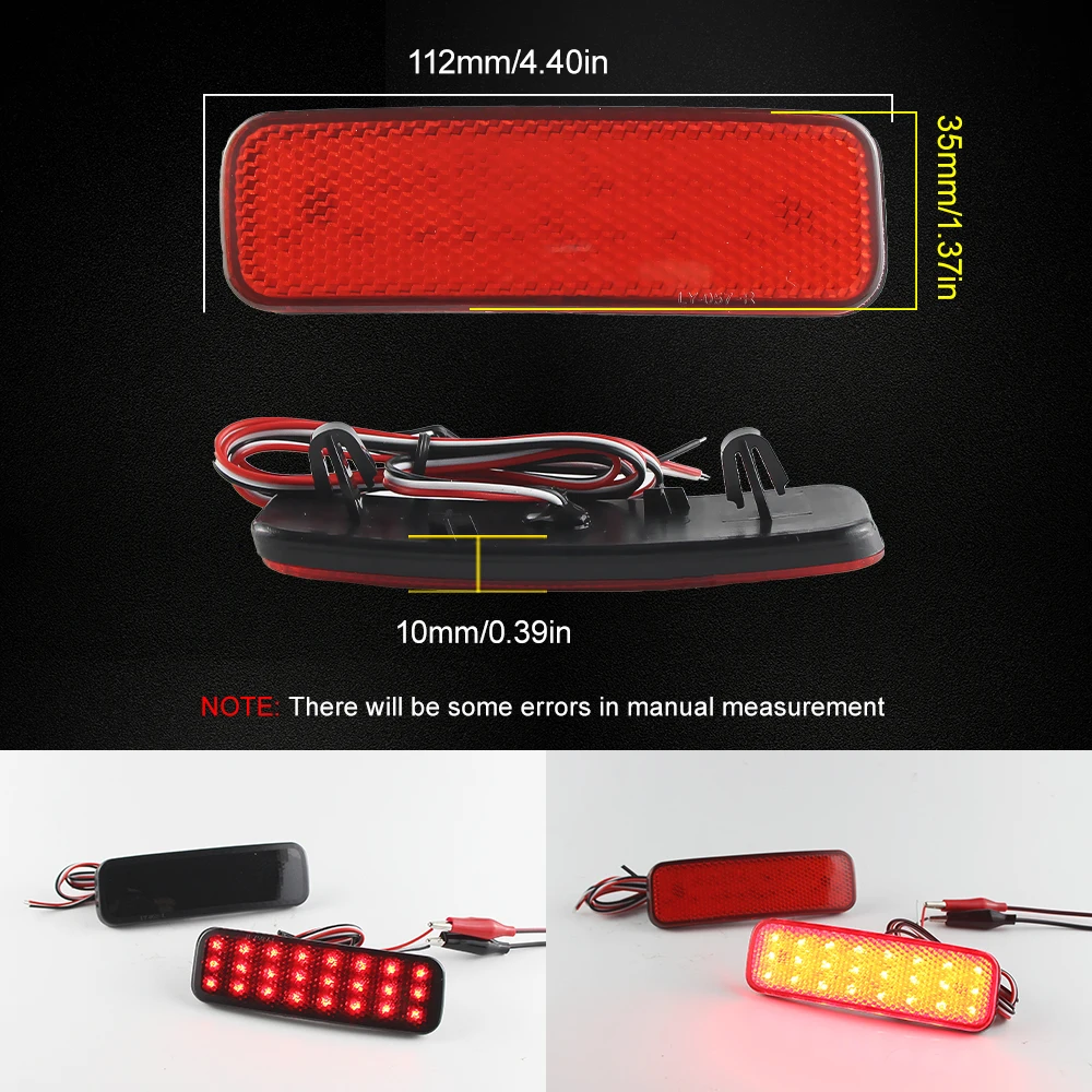 2x LED Rear Bumper Reflector Brake Light For Ford Transit Custom Connect TOURNEO 13-up 1778456,1778457,BK21515C0AA,BK21515B0AA