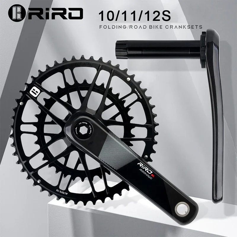 RIRO Carbon Road Bike Crankset Direct Mount Bicycle Crankset Ultralight Carbon Fiber Folding Bike Crank Set 50/34T 53/39T