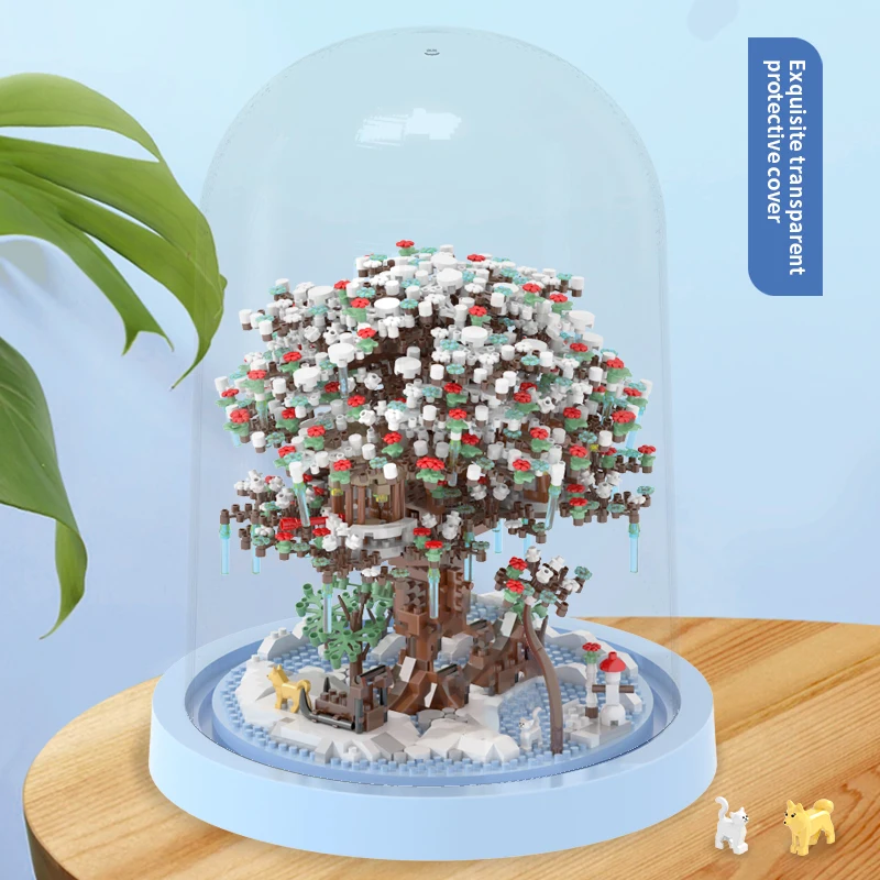 Foresta stagionale Building Block Giocattoli con luci a LED luminose stellate Assemblaggio fai-da-te Modelli di case sull'albero Blocchi di mattoni Giocattoli Set regalo