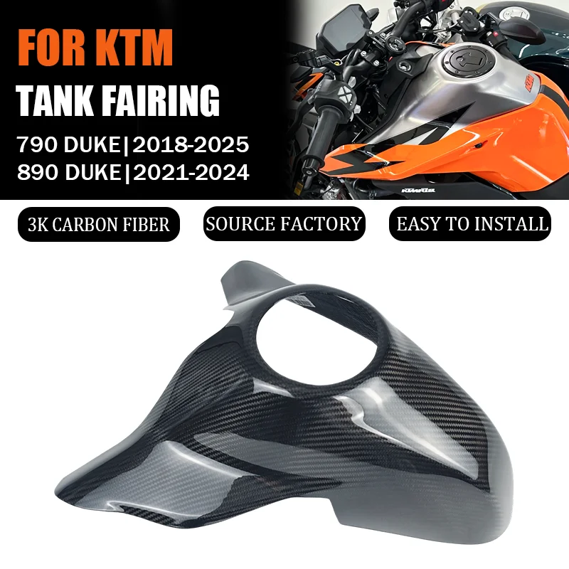 

For KTM DUKE 790 890 2018-2025 3K Real Carbon Fiber Motorcycle Accessories Tank Cover Spoiler Tank Fairing Protectors
