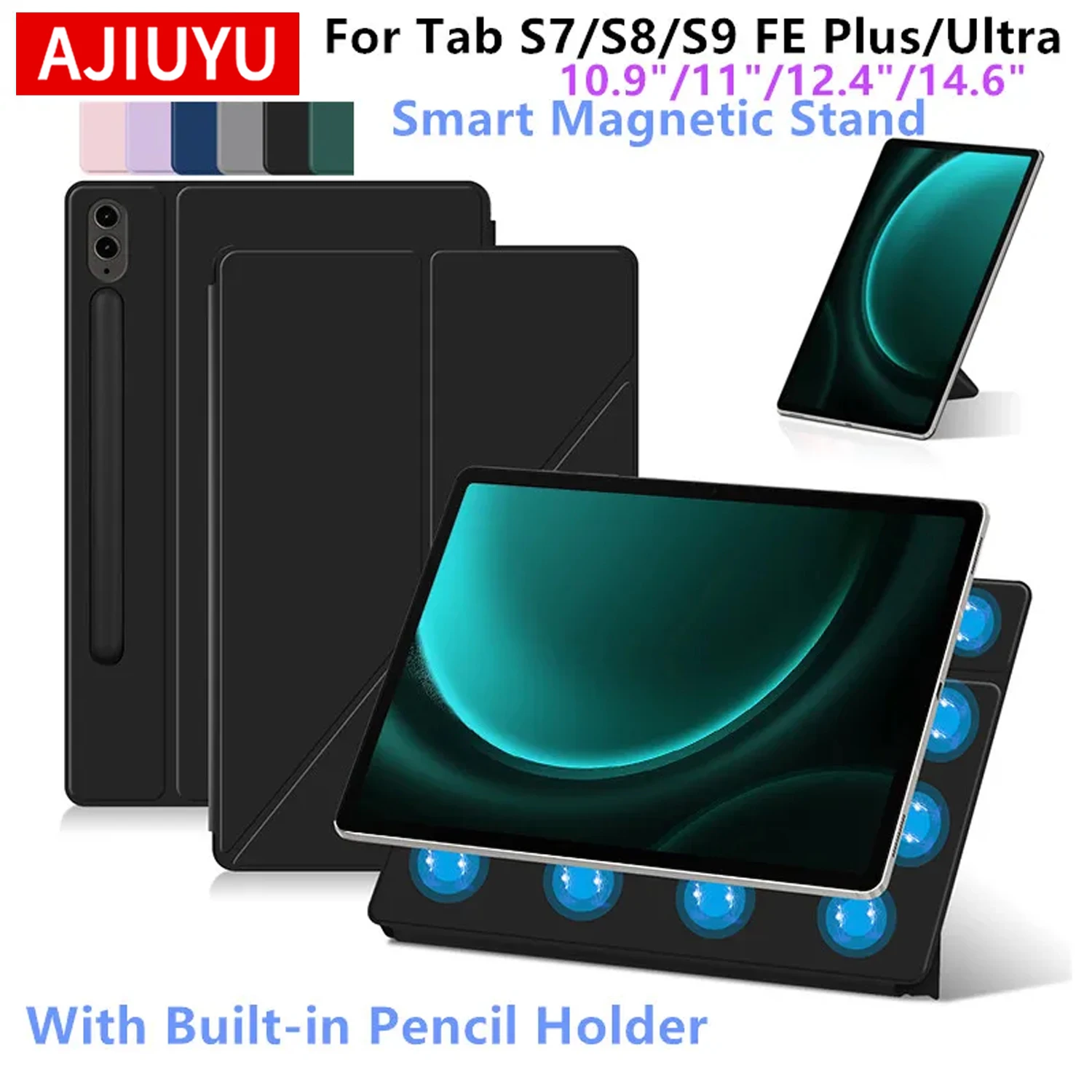 

Магнитный чехол для Samsung Galaxy Tab S9 FE 10,9 SM-X510 SM-X516B X516 Smart Book Cover для Tab S9 S8 S7 FE Plus Ultra 2023, чехлы