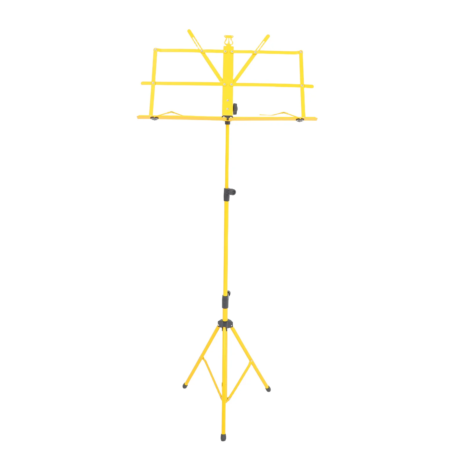 

Yellow Metal Folding Music Sheet Tripod Stand Adjustable Height Multi-Angle Viewing Music Stand Holder Foldable Non-Slip Rubber