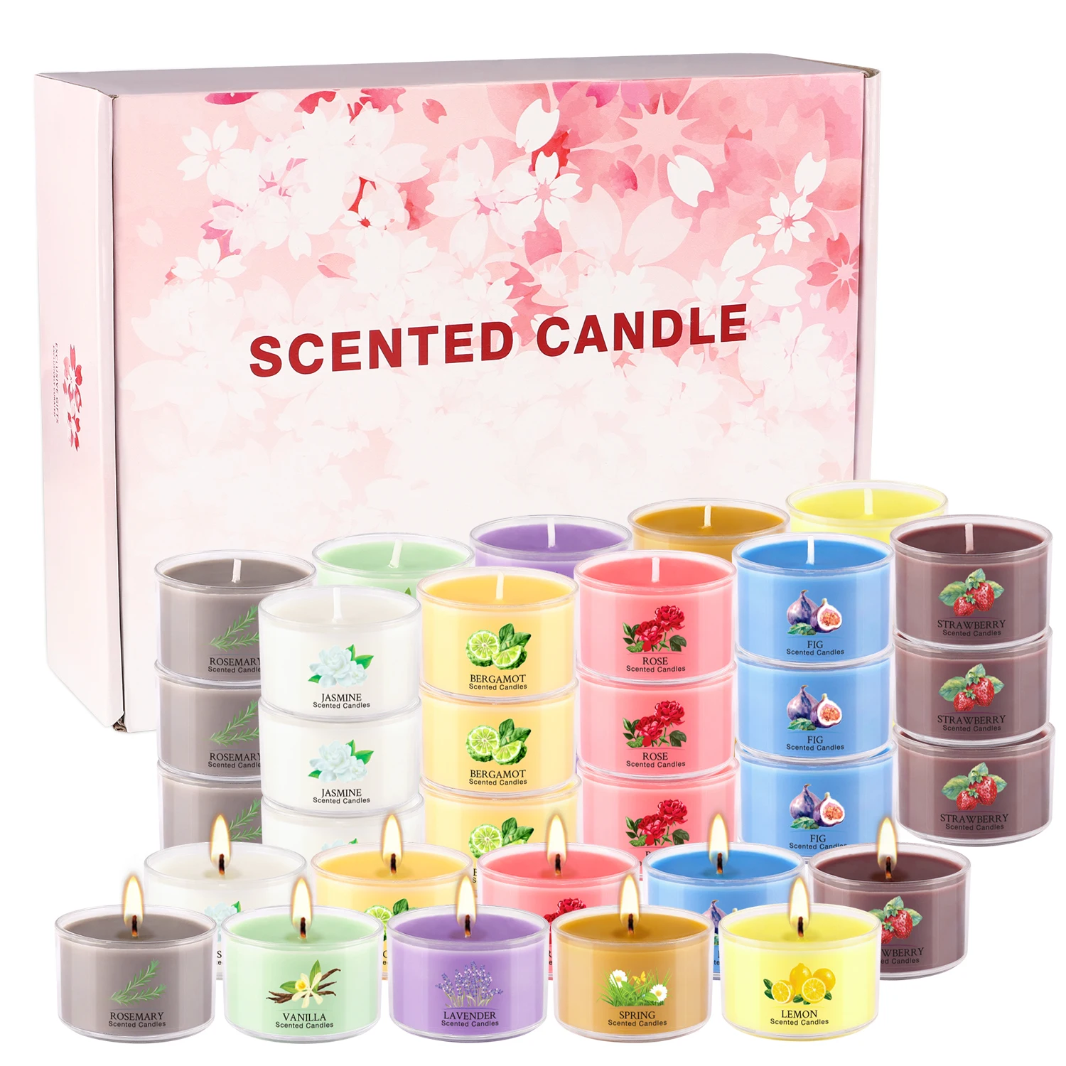 40 Packs of Various Colored Plastic Cup Tea Wax, Smokeless, Drip-Free, Elegant and Romantic, fragrant Candles. Special Gifts for Your Loved Ones or Family During Wedding Season, Halloween, Christmas and Other Festivals.