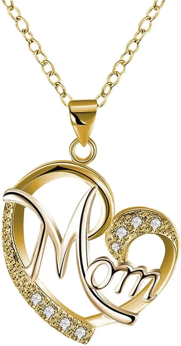 Diamond Necklaces For Mommy, Heart Pendant 925 Sterling Silver Crystal Rhinestone Necklace Mother's Day Necklaces For Mother