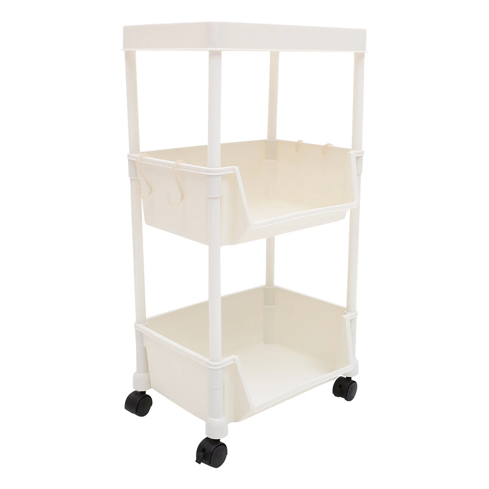 

Roller 3-Tier Bookshelf Movable Bookcase Multi-Layer Storage Stand Organizer Movable Bookcase 3-Tier Book Rack