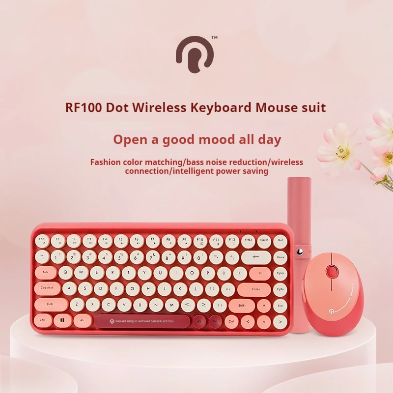 Rantopad Wireless Keyboard Mouse Set Dot Mute Portable Girl Comfortable Office Typewriting Peripherals Desktop Laptop Universal