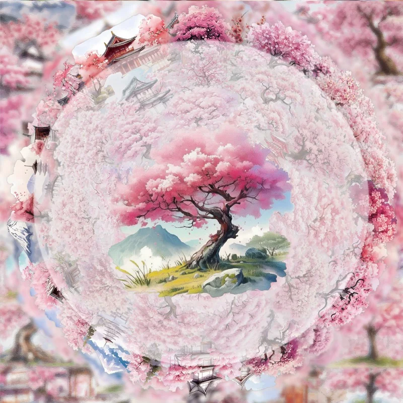 50 transparente rosa Stern-Obstbaum-Graffiti-Aufkleber, lebendige Aufkleber, geeignet zum Dekorieren von Wasserflaschen, Laptops, Mobiltelefonen, Koffern, Skateboards, Gitarren, Geschenkboxen,