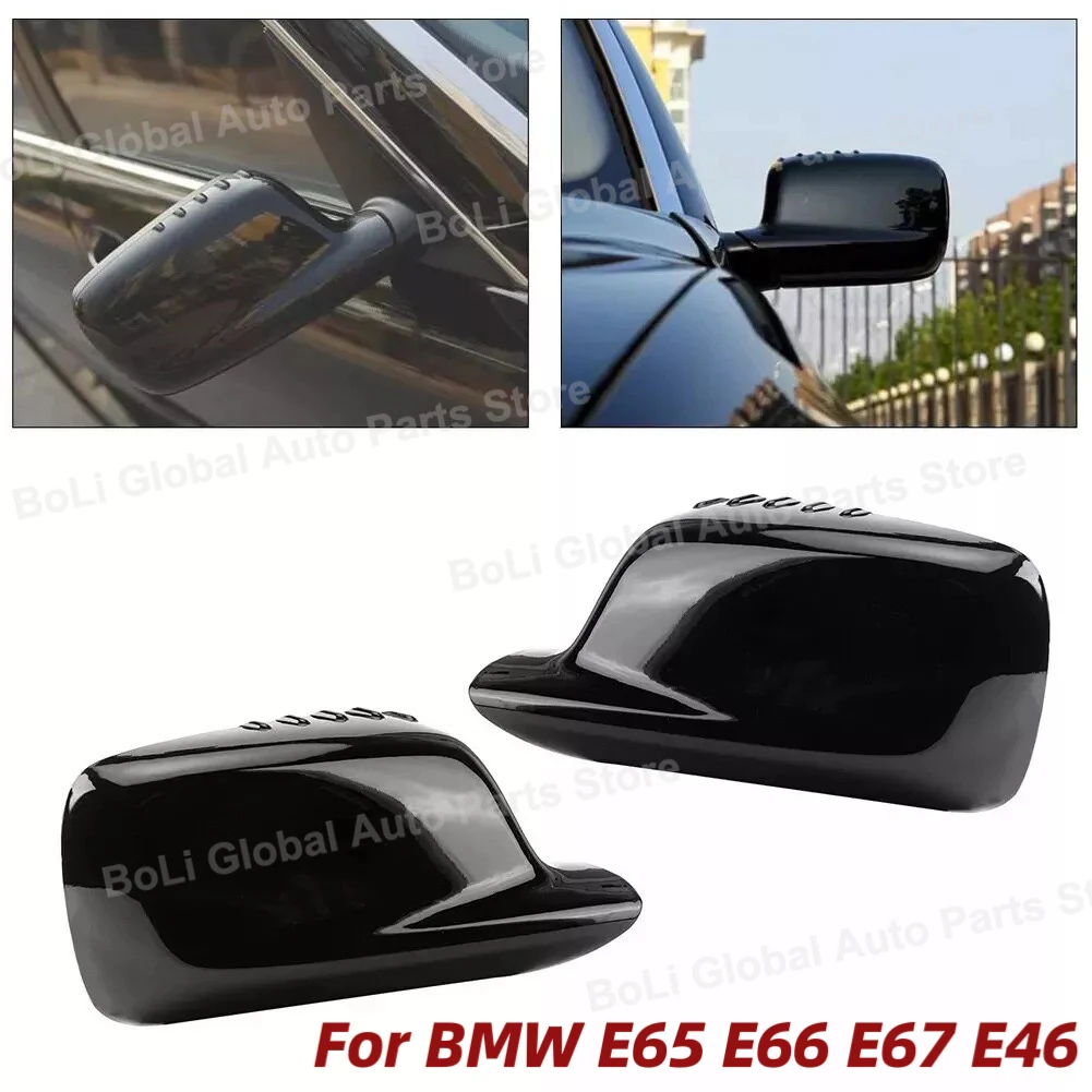 1Pair Car Rearview Mirror Covers Trim Caps for BMW E65 E66 E67 E46 Coupe E46 Cabrio 51167074235 51167074236 Parts