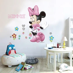 Cartoon Pink Mickey Minnie Wall Sticker For Kids Room Princess Room Bedroom Wall Decoration Disney Movie Poster Door Sticker