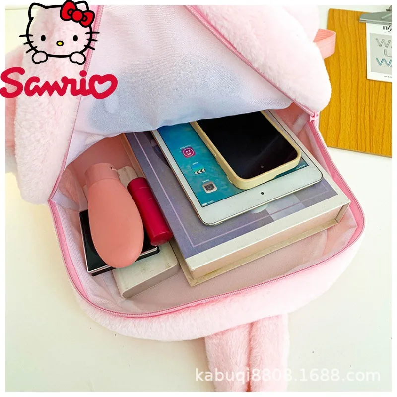  Melody Kuromi Hello Kitty Cartoon Shoulder Bag Cute Large Capacity Plush Backpack Suitable for Outdoor Travel School