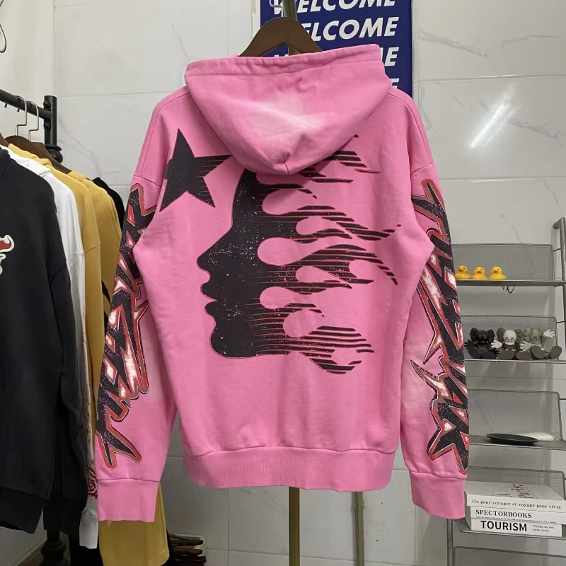 

25-26 Autumn/Winter pink hoodie, the brainwashed hoodie, printed with a brain pattern, hip-hop style