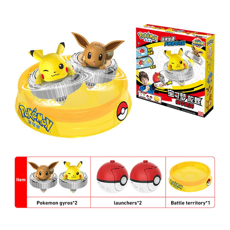 Nouvel ensemble de figurines d'action Pokémon Ball Battle Gyro Spinning Pikachu Charmander Squirtle Mew Eevee Pocket Monsters, jouets pour enfants, cadeaux