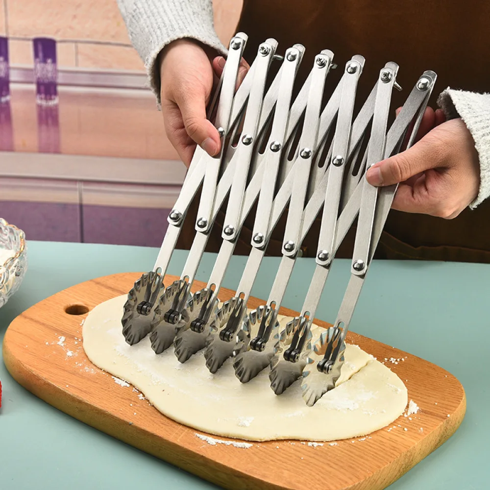 Multi Blade Pizza Cutter Stainless Steel Adjustable Dough Slicer Professional Baking Gadget For Pastry Kitchen Divider