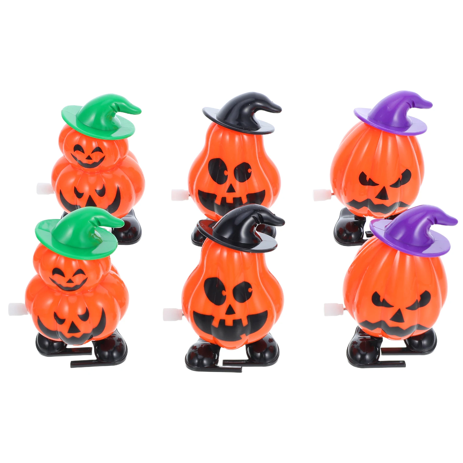 

6 PCS Bulk Halloween Goodies for Kids Pumpkin Clockwork Toys Goody Bag Filler Boy Orange Basket Fillers