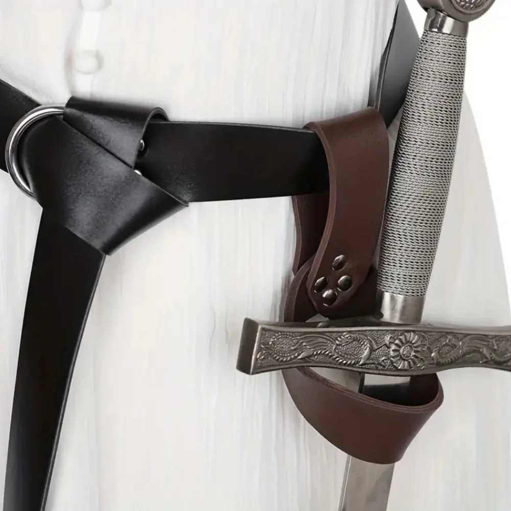 Medieval Belt Clothing Accessories Renaissance Skirt Hiking Viking Horn Belt Leather Cover Leather Cover Sword Frog