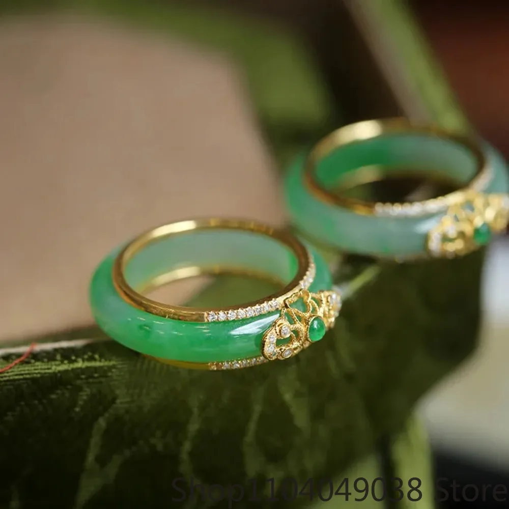 

Jade Rings for Women Vintage Charms Charm Jewelry Fashion Gift Chinese Green Natural Gifts 925 Silver Stone Accessories Amulet