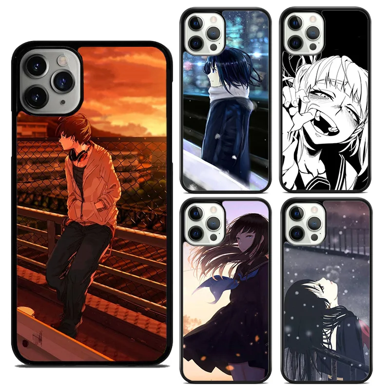 Sad Japanese Anime Aesthetic Phone Case Cover For iPhone 16 15 14 plus XS XR 11 12 mini 13 pro max coque Shell Fundas