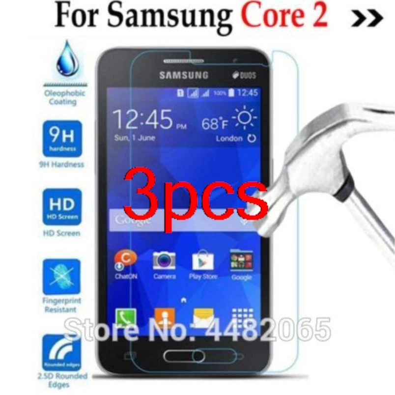 3 шт. крышка из закаленного стекла Core2, прозрачная для samsung galaxy core 2 ii dous sm-g355h g355, защитная пленка для экрана