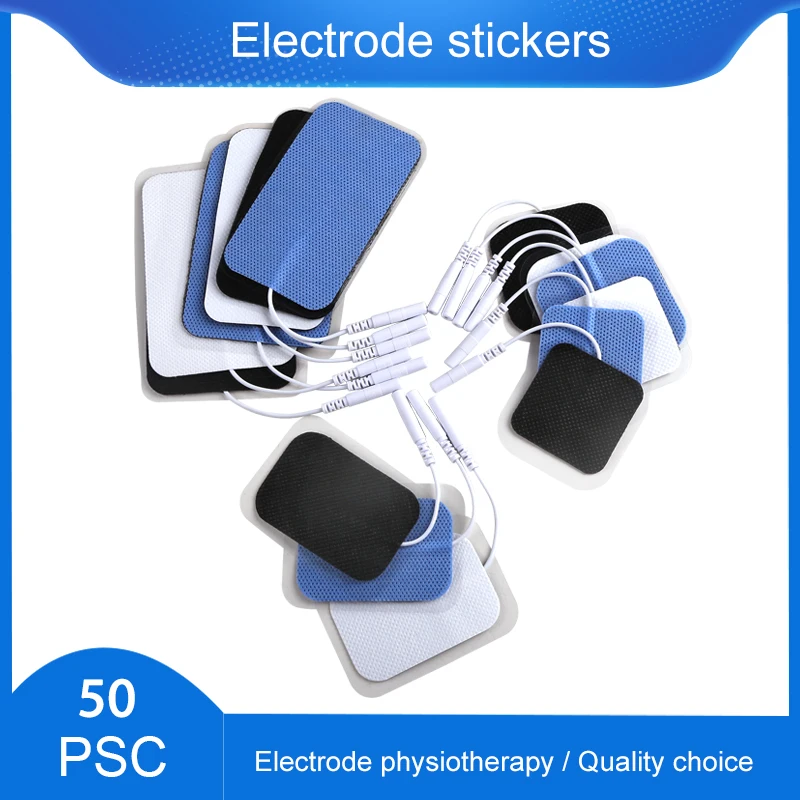 

50pcs Electrode Pads Replacement for TENS Unit Therapy Physiotherapy Machine Muscle Stimulator Massager Patch 2mm Plug