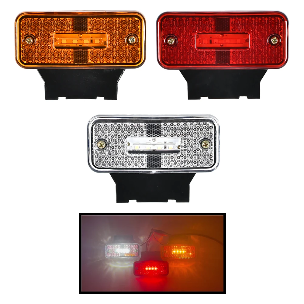 

10Pcs Truck Sidelight Cargo Side Light 24V Side Marker Trailer Dimensions Clearance Lamp Red White Amber