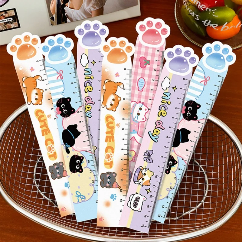 40pcs/lot Kawaii Cat Magnetic Ruler Cute Drawing Painting Tool Bookmark Promotional Stationery Gift School Supplies