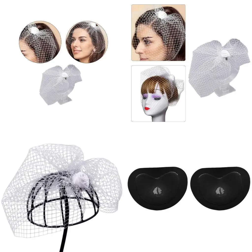 

A52E Punk Rose&Veil Fascinator Hat Hair Clip for Girl Halloween Hair Barrettes for Teen Adult Banquets Wedding Hair Pin