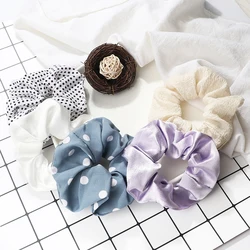 5PCS Mixed Colors Fashion Hair Bands Korean Elastic Satin Silk Dots Hair Tie for Women Girls Ponytail Holder Scrunchie Wholesale