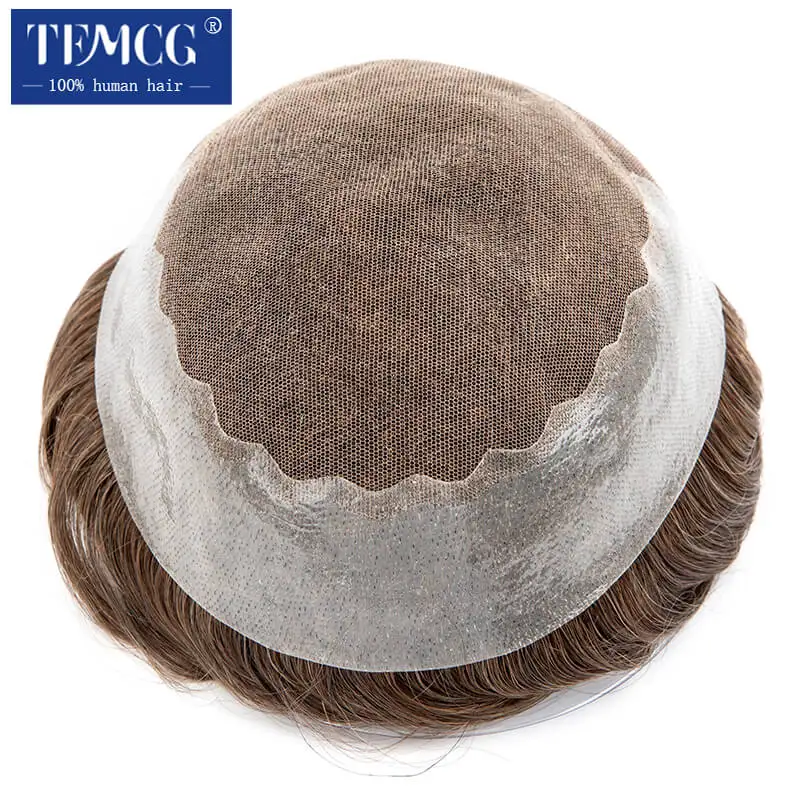 Toupee Men Customized Swiss Lace Male Hair Prosthesis Replacement Systems 100% Human Hair Toupee Wigs For Men Exhuast Systems