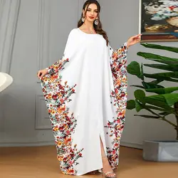 Medio oriente marocchino etnico Plus Size abito 200 libbre stampato maniche a pipistrello malese elegante abito lungo da donna