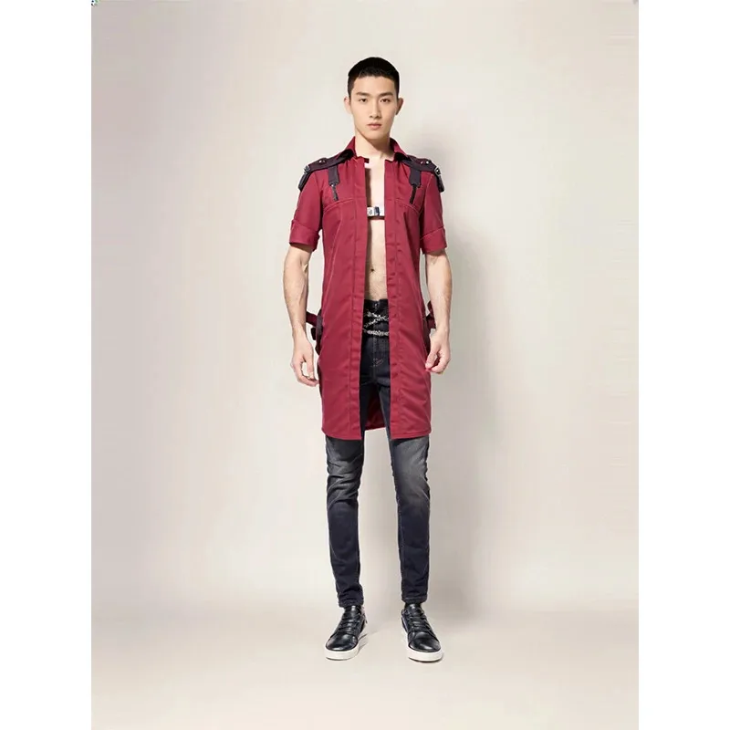 

qa156DMC 5, Devil May Cry Dante, куртка для косплея, костюм для мужчин, карнавальный костюм для ролевых игр на Хэллоуин с перчатками, игровое пальто для взрослых