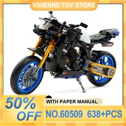 MOC-Modèle de moto lomatéritive MT10 pour enfants, briques d'assemblage de vélo de ville, jouet pour garçon, cadeau de Noël, module élevé, 1:8, 60509