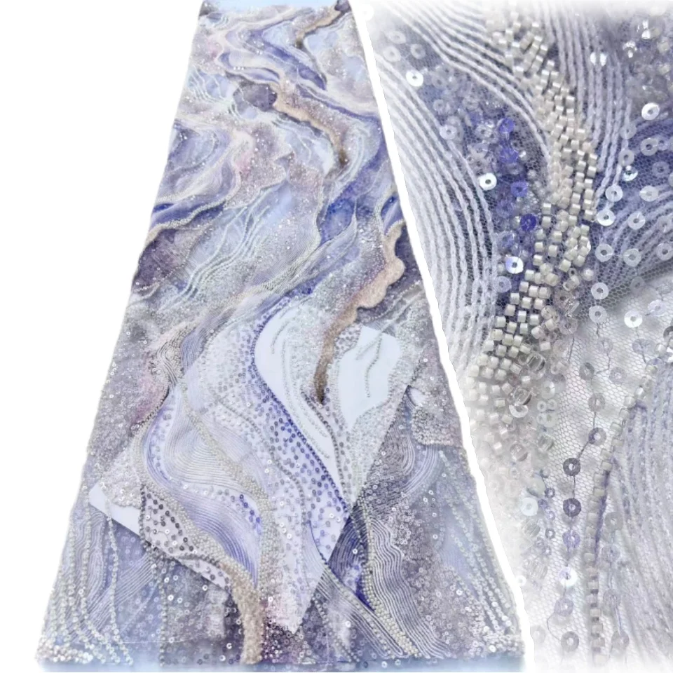 

Роскошная французская сетчатая кружевная ткань с бусинами, 2021, высокое качество, африканское кружево с блестками для женщин, свадебные платья, шитье SZ1652