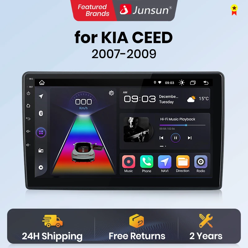 Junsun V1 AI Voice Wireless CarPlay Android Auto Radio for KIA CEED 2007 2008 2009 4G Car Multimedia GPS 2din autoradio