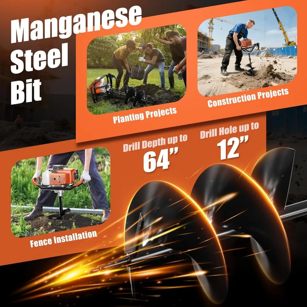 حفار ثقب عمود التوجيه 72 سي سي، حفار أرضي يعمل بالغاز مع 2 لقمة ثقب اوجير (6 و 8) + 2 قضبان تمديد 31.5