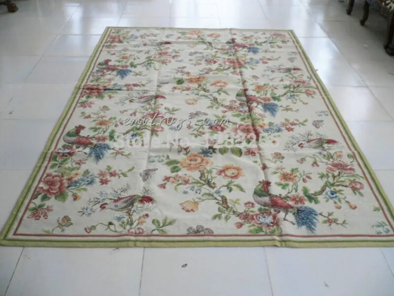 Genuine Hand-made Oriental Needle Point Carpet Elegant French Design Woolen Needlepoint Handmade Natural Sheep Wool