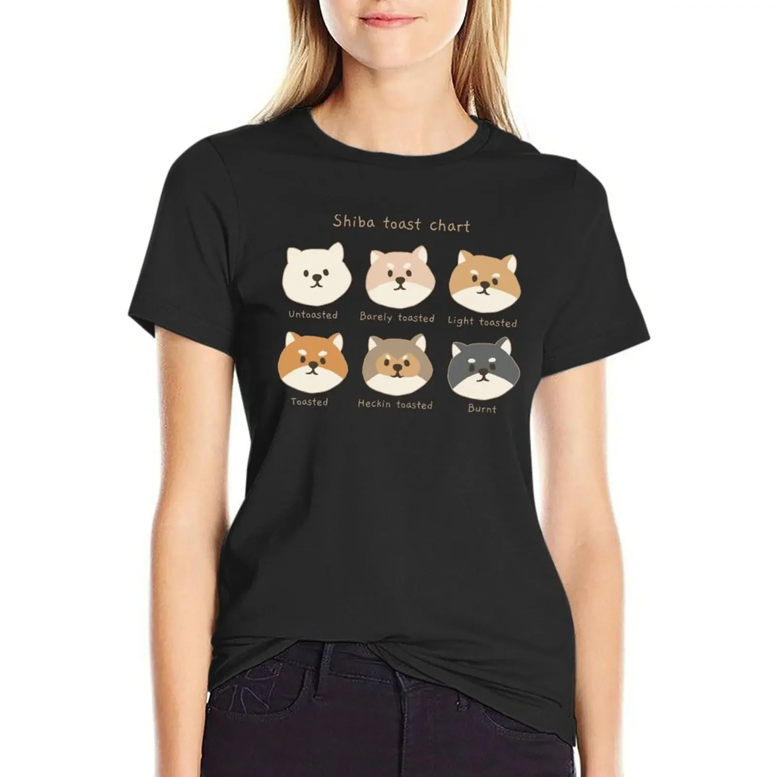 

Футболка Shiba Inu Toast Chart, рубашка с животным принтом для девочек, женская одежда, летние топы, модная женская блузка 2025
