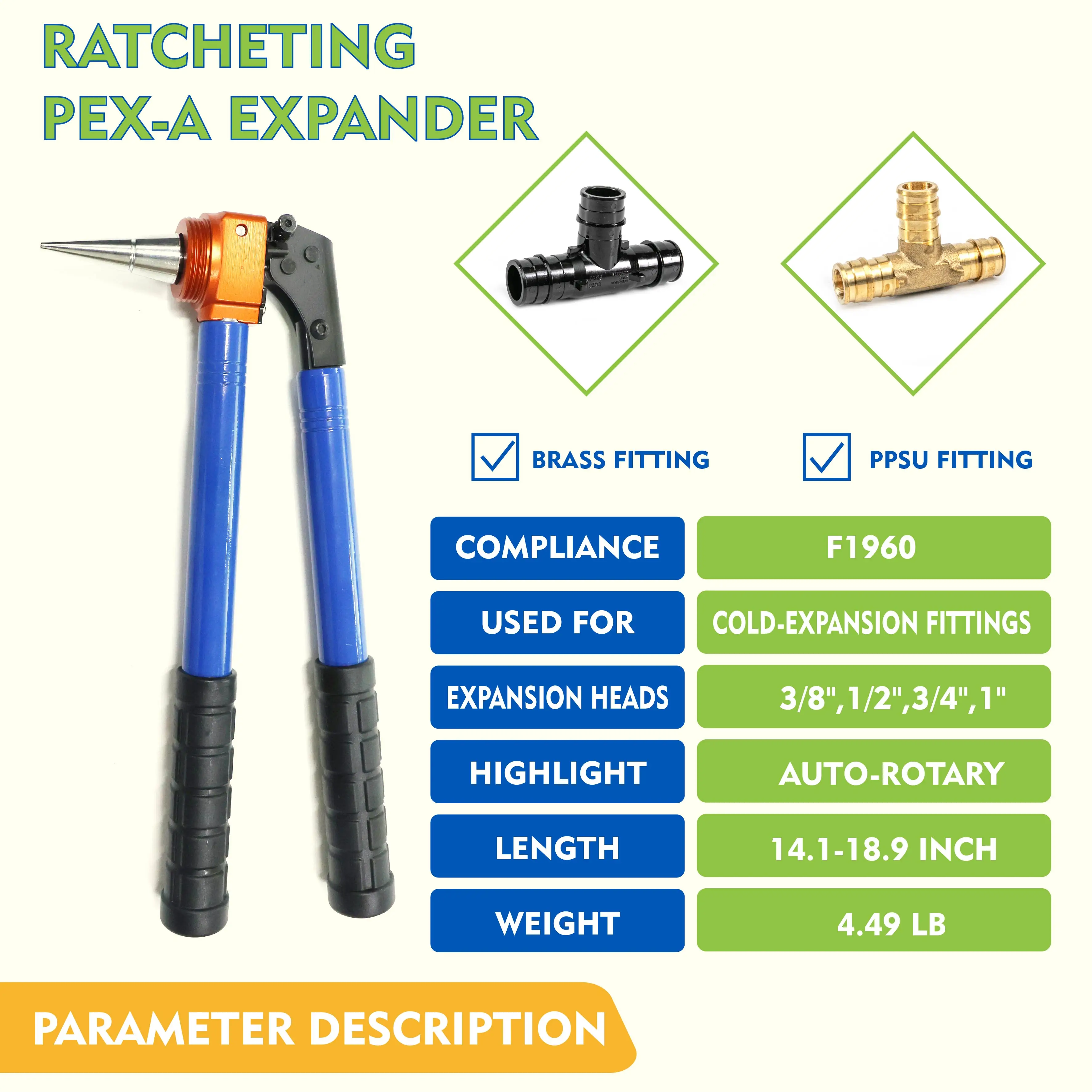 TIGER TEETH Durable Retractable 360 Auto Rotating Expansion Tool Kit for 3/8
