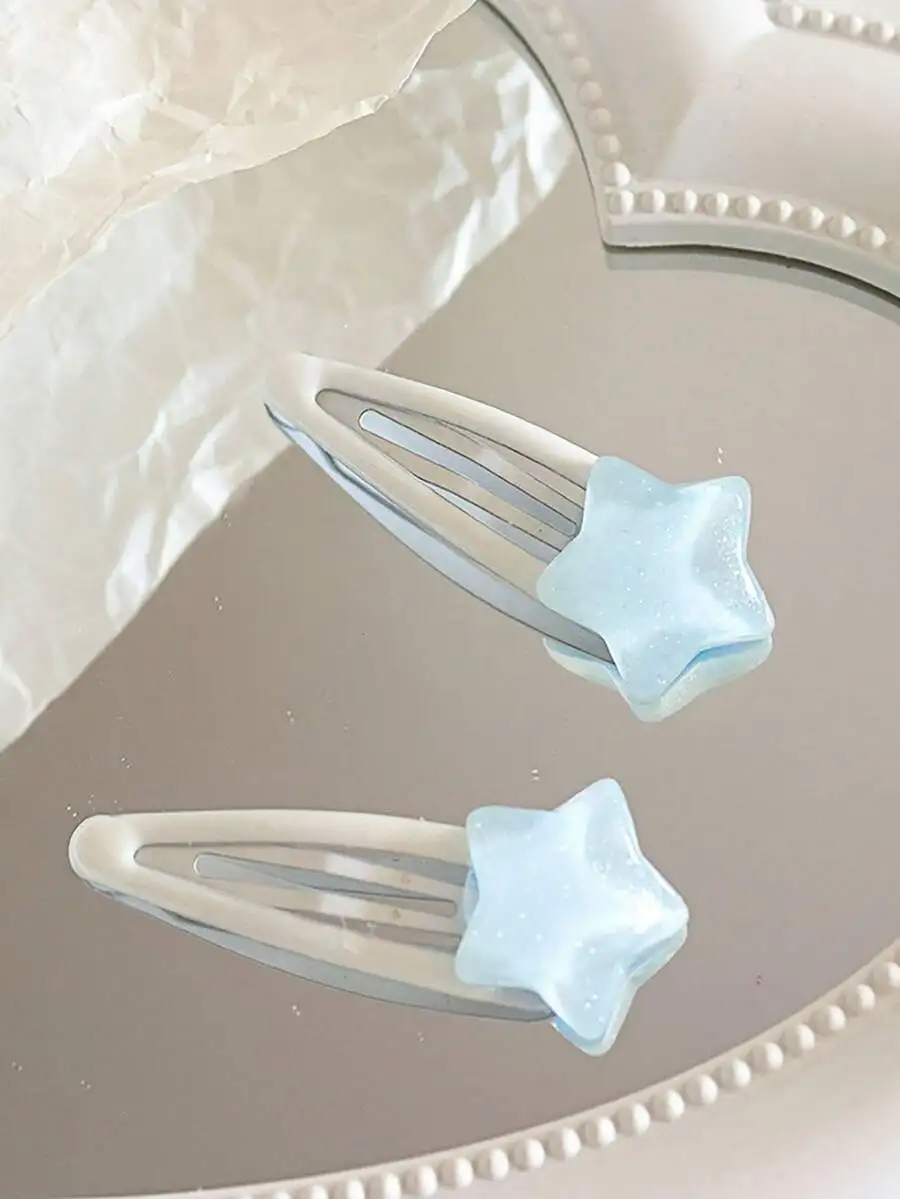 4Pcs Epoxy Resin Star Hair Clips for Women