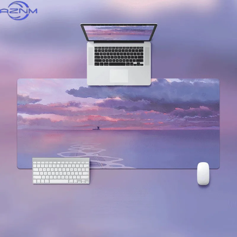 jo-Evening Sunset Mouse Pad Aesthetic Oil Painting Style Computer Laptop Anti-slip Rubber Gaming Keyboard Pad Office Home Table