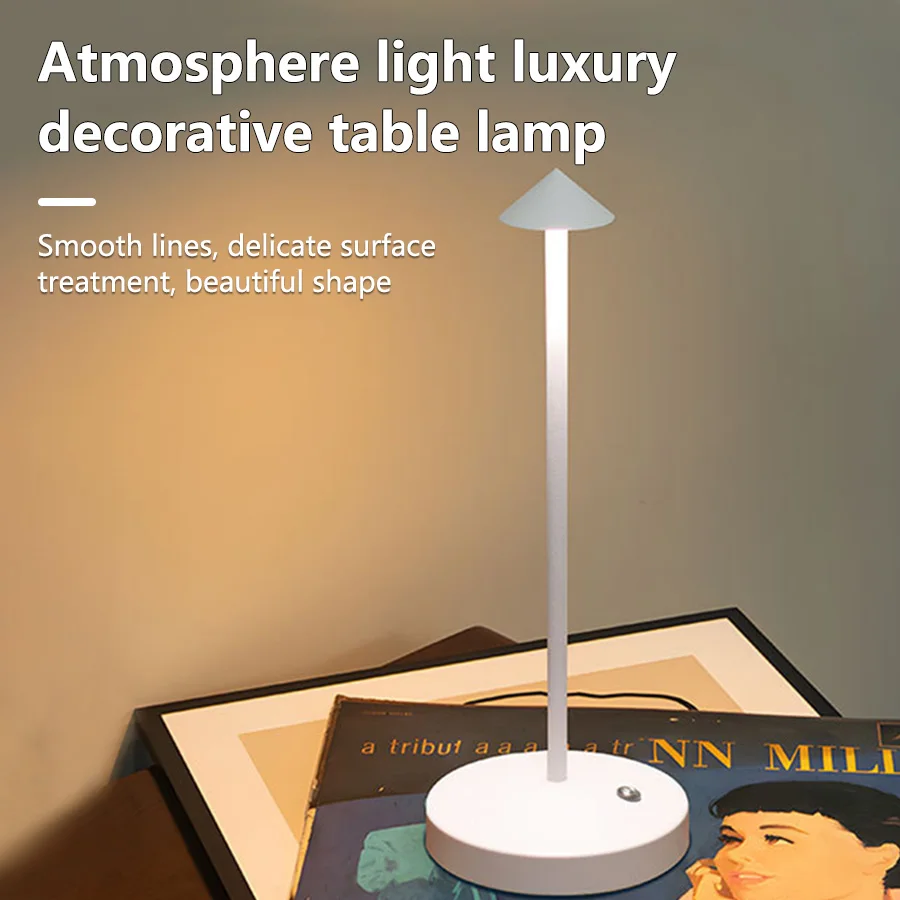 Metal Touch Sensor LED Table Lamp Rechargeable Desk Lamp 3 Color Creative Ambient Light Hotel Bar Bedroom Decoration Night Light