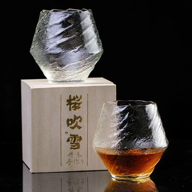 Japanese Crystal Whisky Glass Spirits Simple Glass Water Glass Drop Shaped Glass Mug Whisky Glass Cup with Box