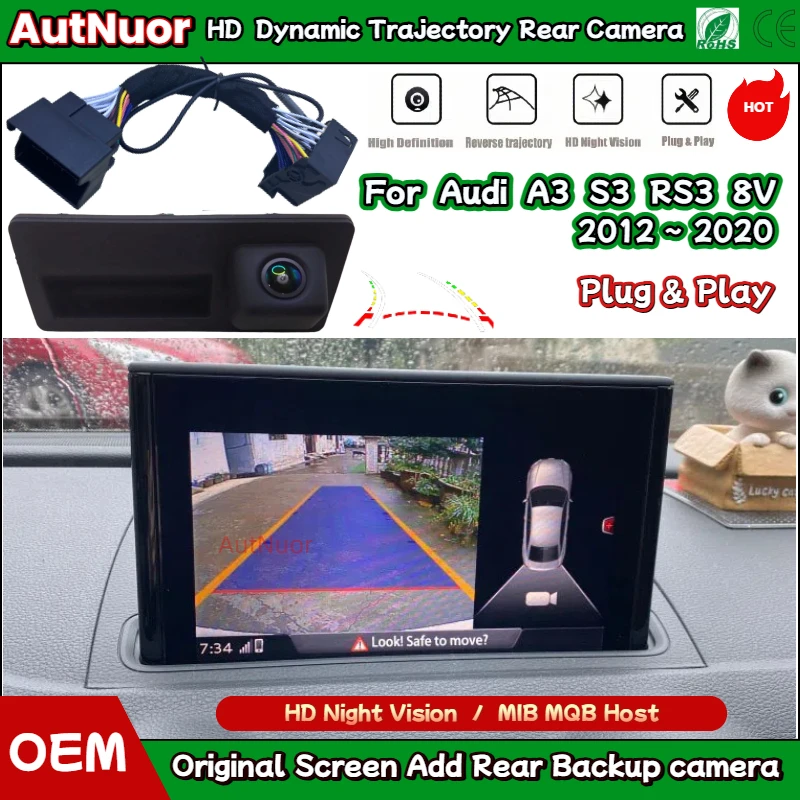 

HD Rear Reverse Backup Camera For Audi A3 8V S3 RS3 2012 2013 2014 2015 2016 2017 2018 2019 2020 Plug and Play Without Coding